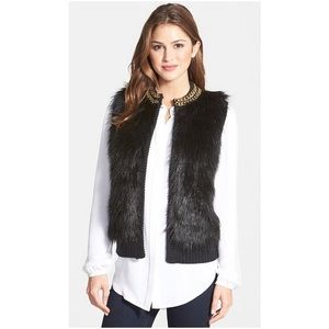 Michael Kors Gold Chain Detail Black Fur Vest S